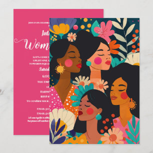 Invitation Floral Turquoise Journée internationale des femmes