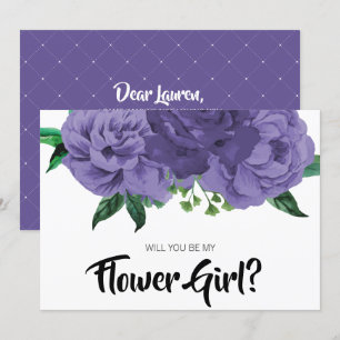 Invitation Floral Ultra Violet violet Be My Flower Girl Card