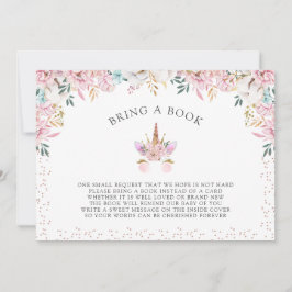 Invitation Floral Unicorn Princess Apportez un livre
