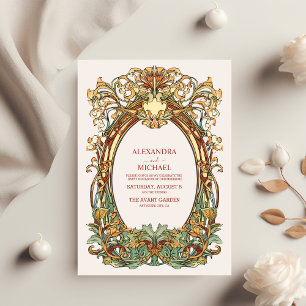 Invitation Floral Vintage Art Nouveau Mariage
