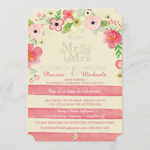 Invitation floral vintage de réception de mariage