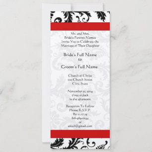 Invitation Floral Vintage noir et blanc Mariage damassé