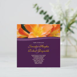 Invitation Floral violet et Mariage orange