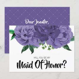 Invitation Floral Violet violet Be My Maid of Honor Card