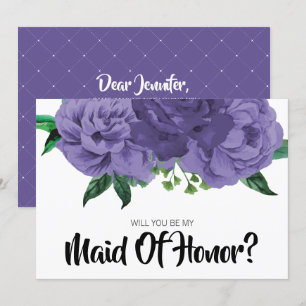 Invitation Floral Violet violet Be My Maid of Honor Card