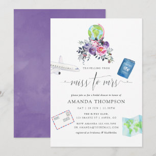 Invitation Floral Voyageant De Miss À Mme Fête des mariées