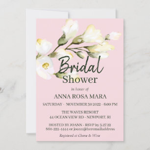 Invitation *~* Floral White Beach Rose aquarelle nuptiale Inv
