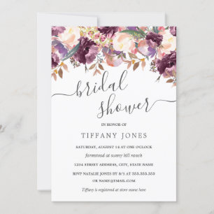 Invitation Floral Wild Bloom Violet Douche nuptiale Invitatio