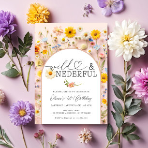 Invitation Floral Wild & Onederful Girl 1er anniversaire