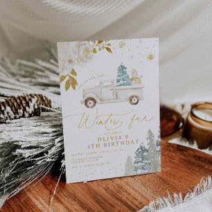 Invitation Floral Winter Snowman fête d'anniversaire