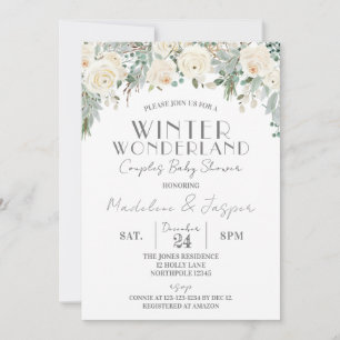 Invitation Floral Winter Wonderland, Baby shower Couples