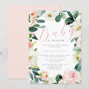 Invitation Floral Wreath Girl Baby in Bloom Baby shower