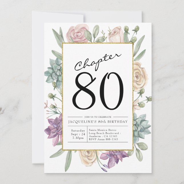 Invitation Florale 80e anniversaire (Devant)