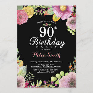 Invitation Florale 90e anniversaire pour les femme