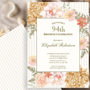 Invitation Florale 94e Anniversaire Couleurs d'Aut
