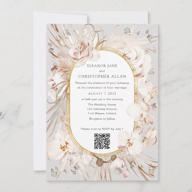 Invitation florale botanique avec RSVP en ligne (Devant)