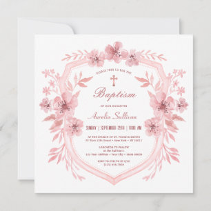 Invitation florale crête rose