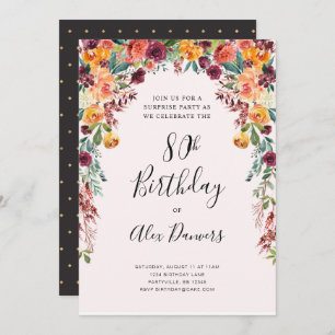Invitation florale d'anniversaire de chute toute