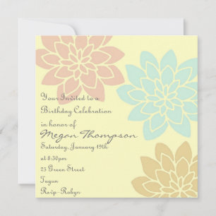 Invitation florale d'anniversaire de couleur multi