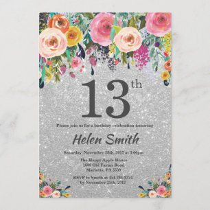 Invitation florale d'anniversaire de parties