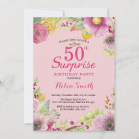 Invitation florale d'anniversaire de surprise