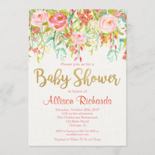 Invitation florale de baby shower