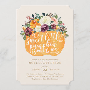 Invitation florale de baby shower de citrouille