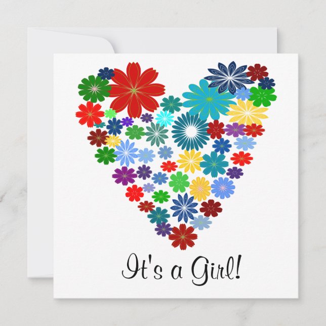 Invitation florale de baby shower de coeur de (Devant)