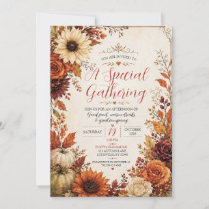 Invitation Florale de Citrouille d'Automne