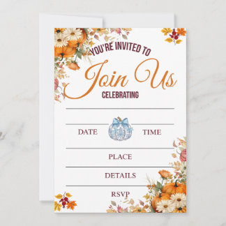 Invitation Florale de Citrouille d'Automne