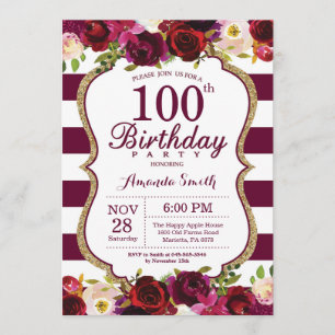 Invitation florale de fête d'anniversaire de