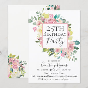 Invitation florale de fête d'anniversaire d'été en