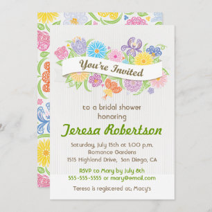 Invitation florale de Fête de la mariée de