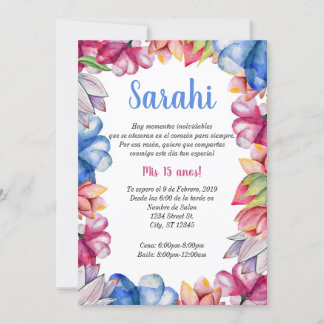 Invitation Florale de Quinceañera