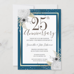 Invitation florale du 25e anniversaire du Mariage
