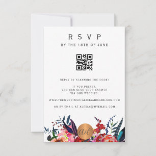 Invitation florale élégante avec QR CODE de répons