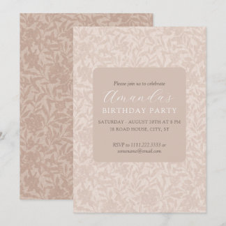 Invitation florale élégante beige neutre mocha