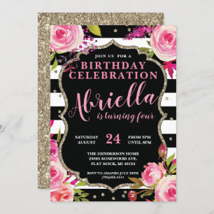 Invitation Florale en noir et blanc