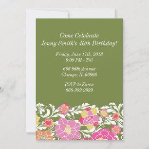 Invitation florale en pastel d'anniversaire