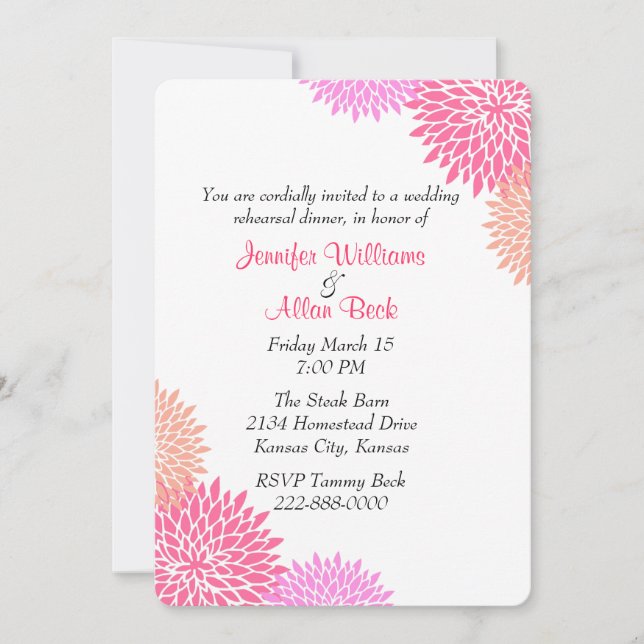 Invitation florale faite sur commande de dîner de (Devant)