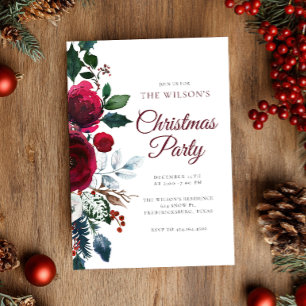 Invitation florale festive d'hiver de Noël