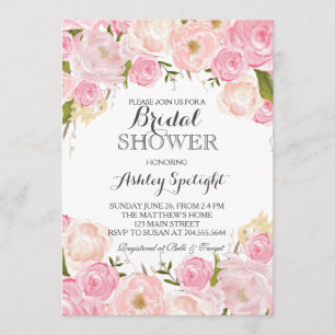 Invitation florale Fête de l'mariée rose