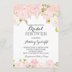 Invitation florale Fête de l'mariée rose