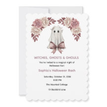 Invitation florale Halloween Coquette rose