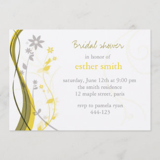 Invitation florale jaune et grise de charme
