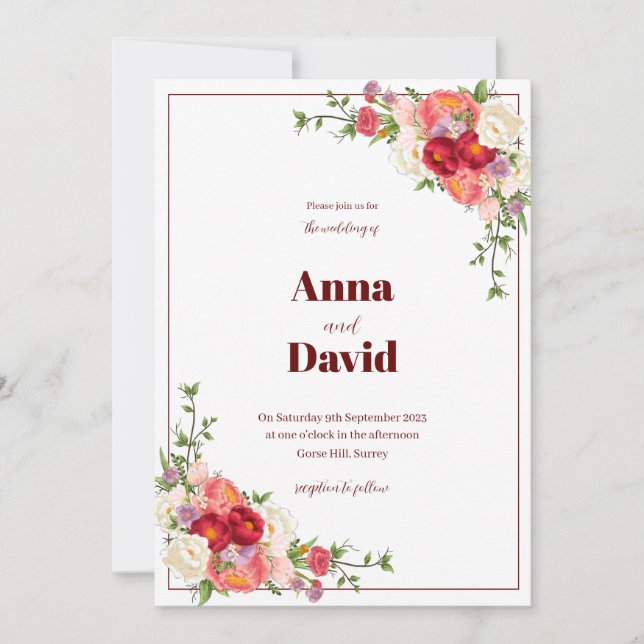 Invitation Florale mariage (Devant)