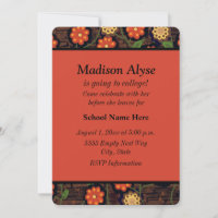 Invitation florale marron jaune orange "Départ pou