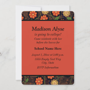 Invitation florale marron jaune orange "Départ pou
