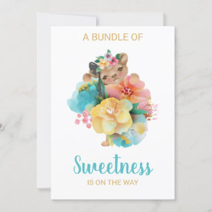 Invitation florale mignonne de baby shower d'ours