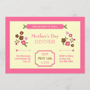 Invitation florale mignonne du jour de mère